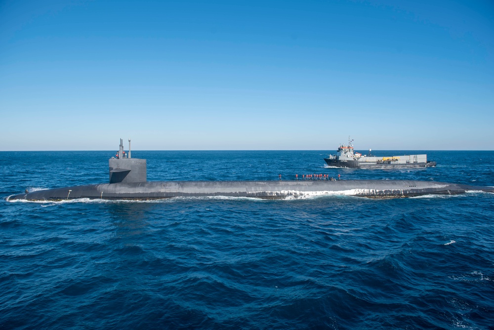 USS Wyoming (SSBN 742) Executes an Exchange of Command and Crews at Sea