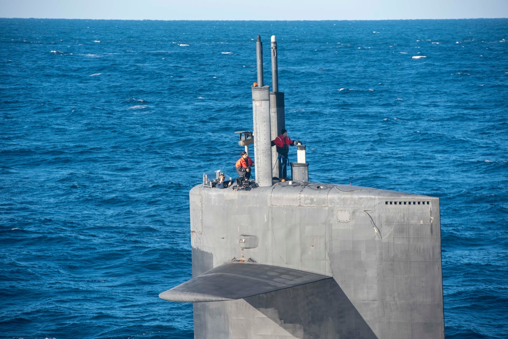 USS Wyoming (SSBN 742) Executes an Exchange of Command and Crews at Sea
