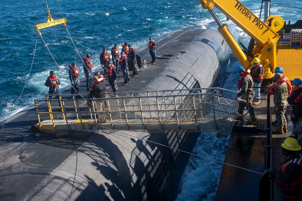 USS Wyoming (SSBN 742) Executes an Exchange of Command and Crews at Sea