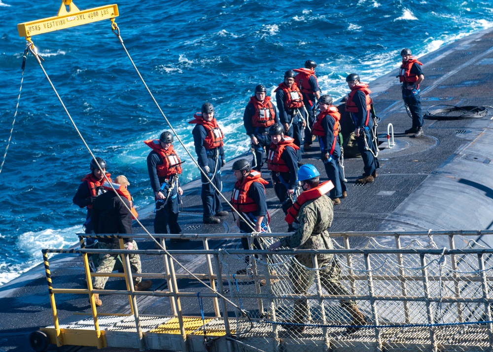 USS Wyoming (SSBN 742) Executes an Exchange of Command and Crews at Sea