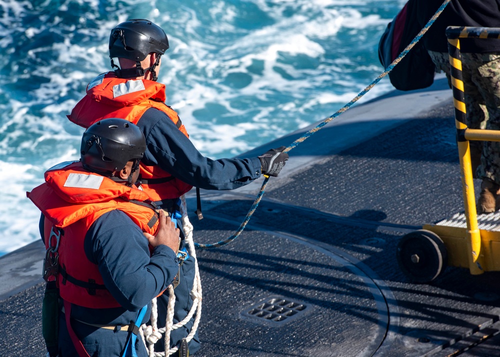 USS Wyoming (SSBN 742) Executes an Exchange of Command and Crews at Sea