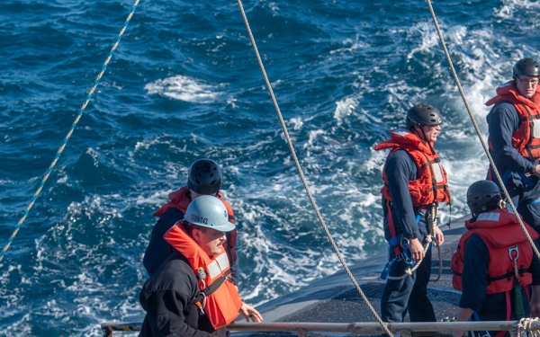 USS Wyoming (SSBN 742) Executes an Exchange of Command and Crews at Sea
