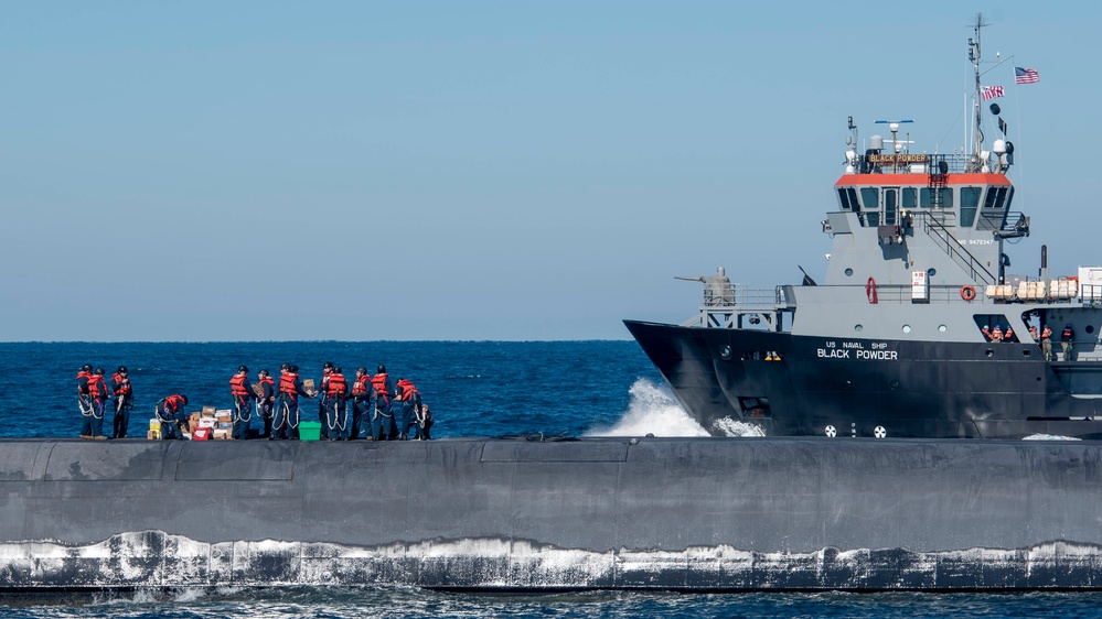 USS Wyoming (SSBN 742) Executes an Exchange of Command and Crews at Sea