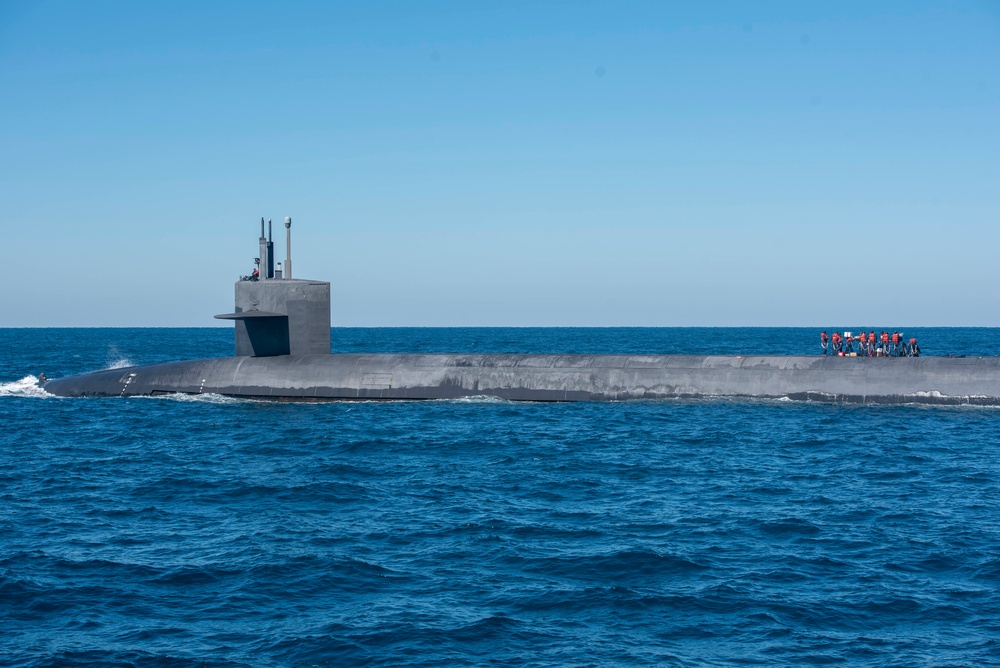 USS Wyoming (SSBN 742) Executes an Exchange of Command and Crews at Sea