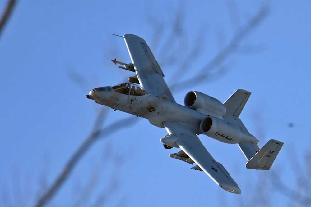 An A-10 Thunderbolt II “Warthog” Soaring Over the Skies of Camp Grayling