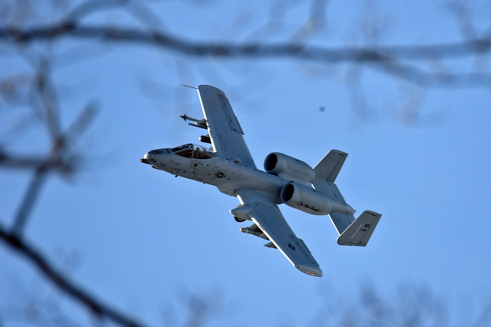 An A-10 Thunderbolt II “Warthog” Soaring Over the Skies of Camp Grayling