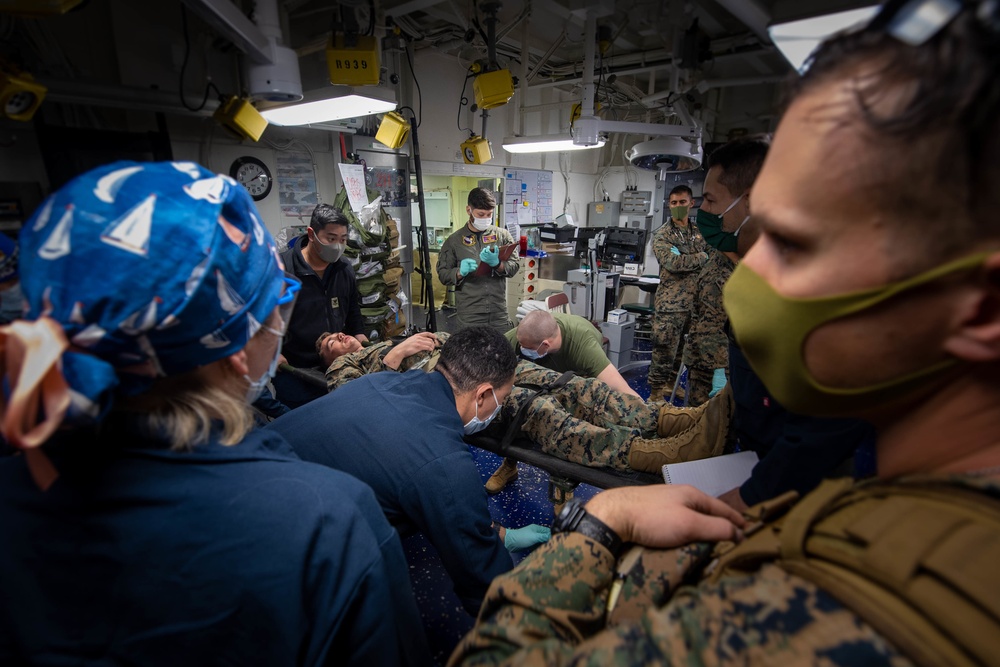 USS America conducts a mass casualty drill.