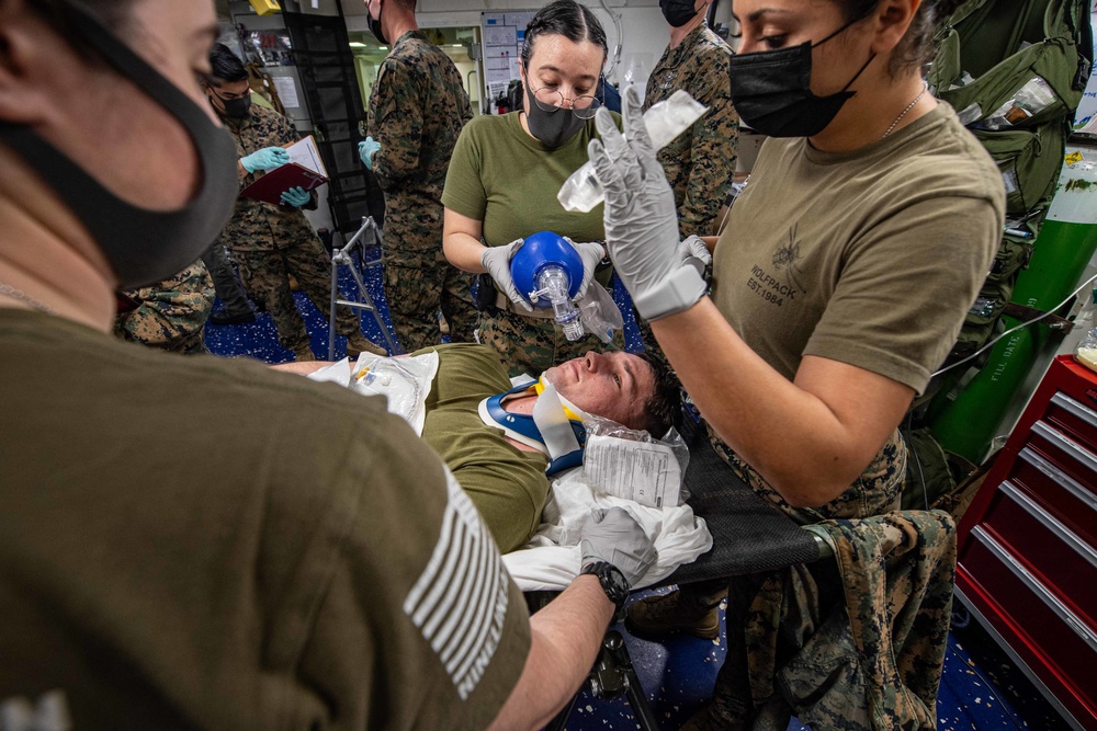 USS America conducts a mass casualty drill.