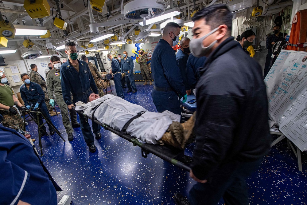 USS America conducts a mass casualty drill.