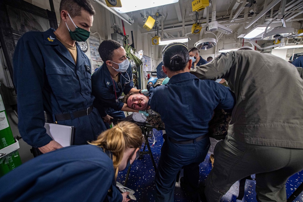 USS America conducts a mass casualty drill.