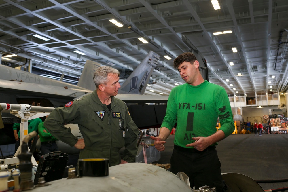 Abraham Lincoln Sailors conduct aircraft maintenance