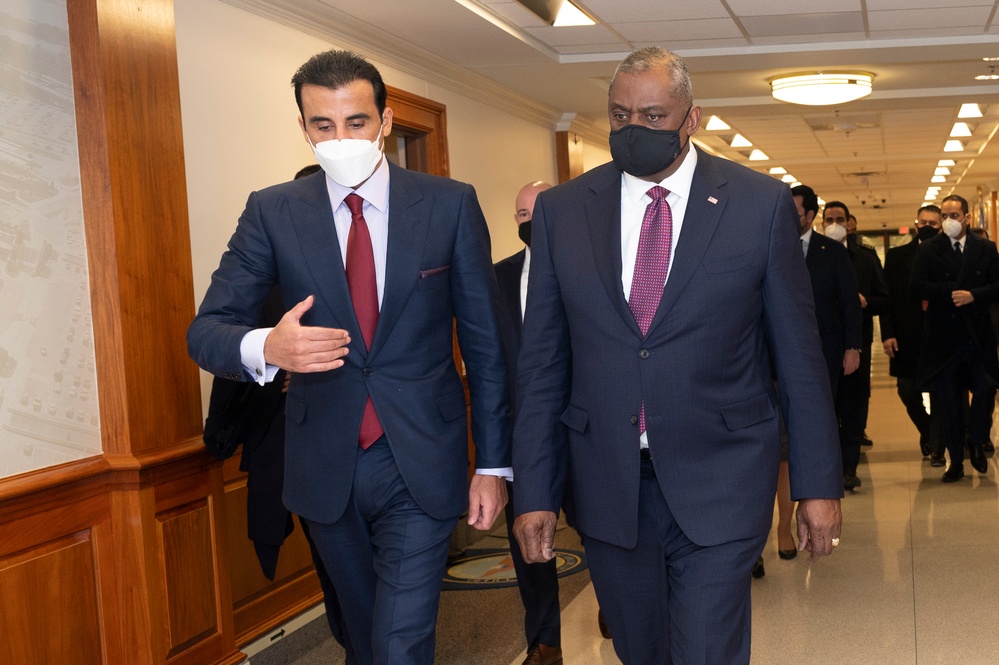 Secretary Austin Hosts Qatar's Emir for Pentagon Bilat