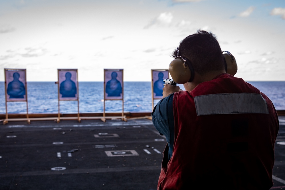 USS Carl Vinson (CVN 70) Sailors Conduct Small-Arms Weapons Training in Philippine Sea