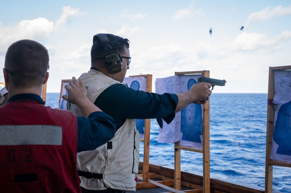 USS Carl Vinson (CVN 70) Sailors Conduct Small-Arms Weapons Training in Philippine Sea