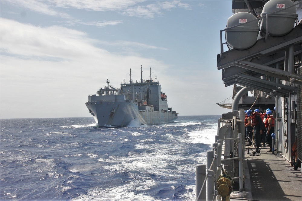 USS Lake Champlain (CG 57) Conducts a Replenishment-At-Sea