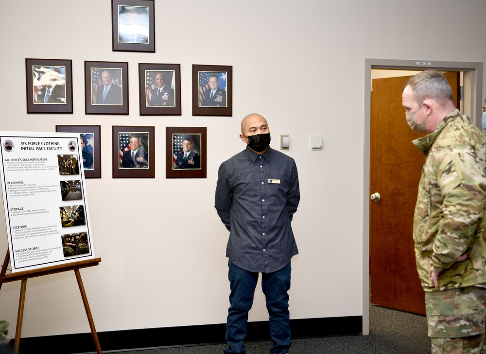 Army Brig. Gen. Eric P. Shirley, Defense Logistics Agency Troop Support commander tours Joint Base San Antonio - Lackland AFB