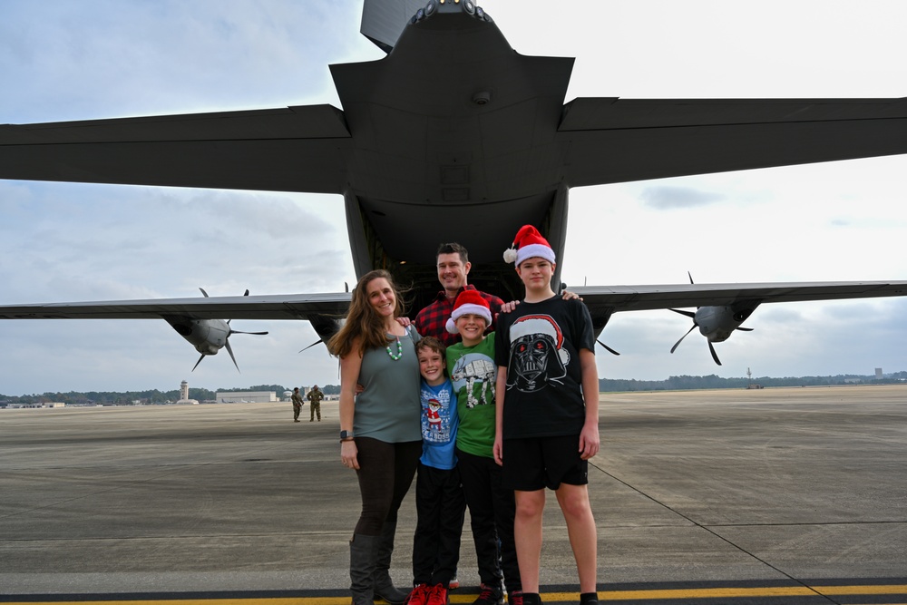 C-130 Delivers Santa to Team Pope