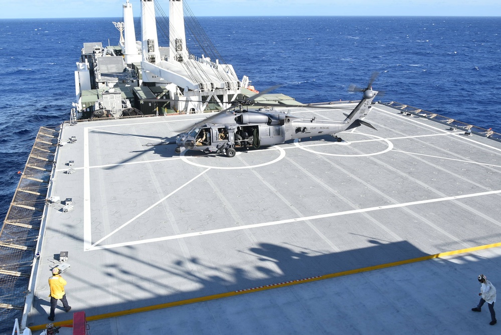 Air Force Helo Lands on MCS’s Prepositioning Ship During Exercise Cope North