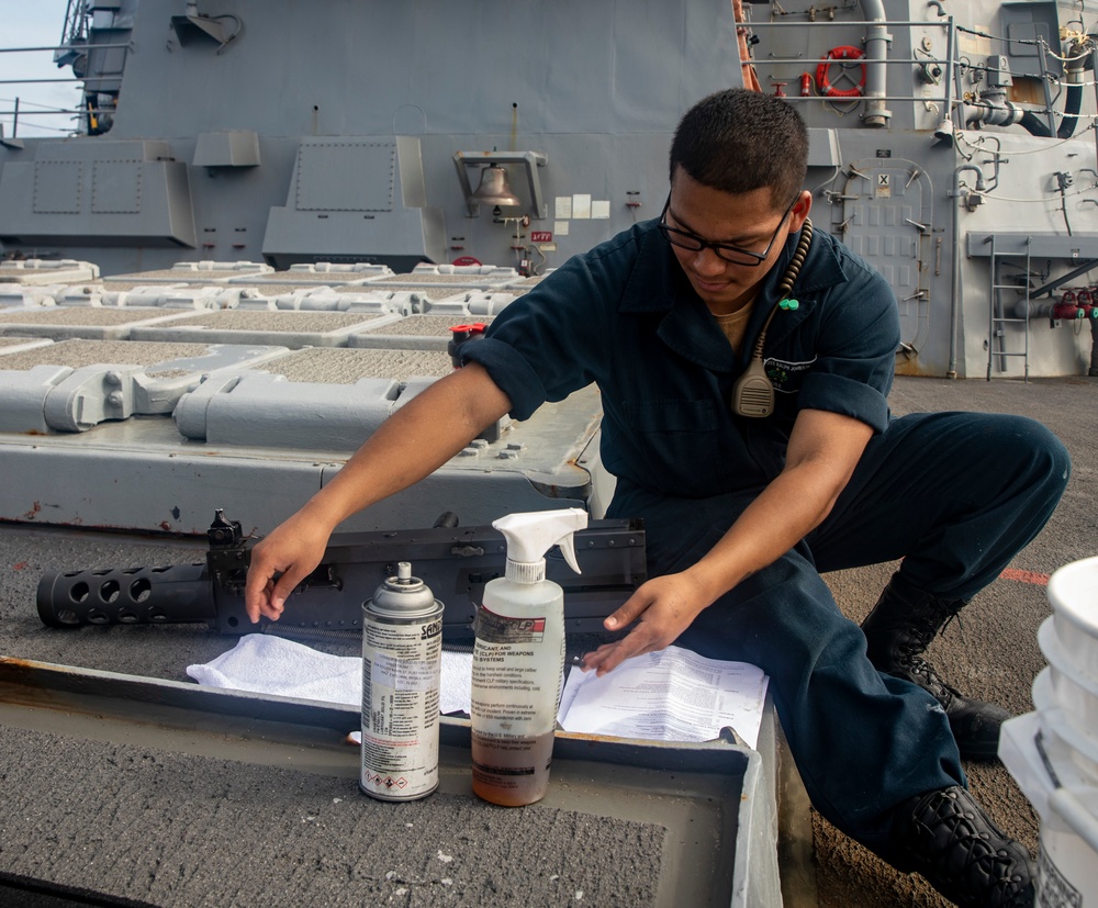 Sailors Conduct Daily Maintenance Aboard USS Ralph Johnson (DDG 114)