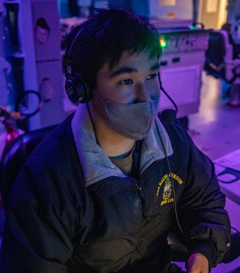 Sailors Stand Watch Aboard USS Ralph Johnson (DDG 114)