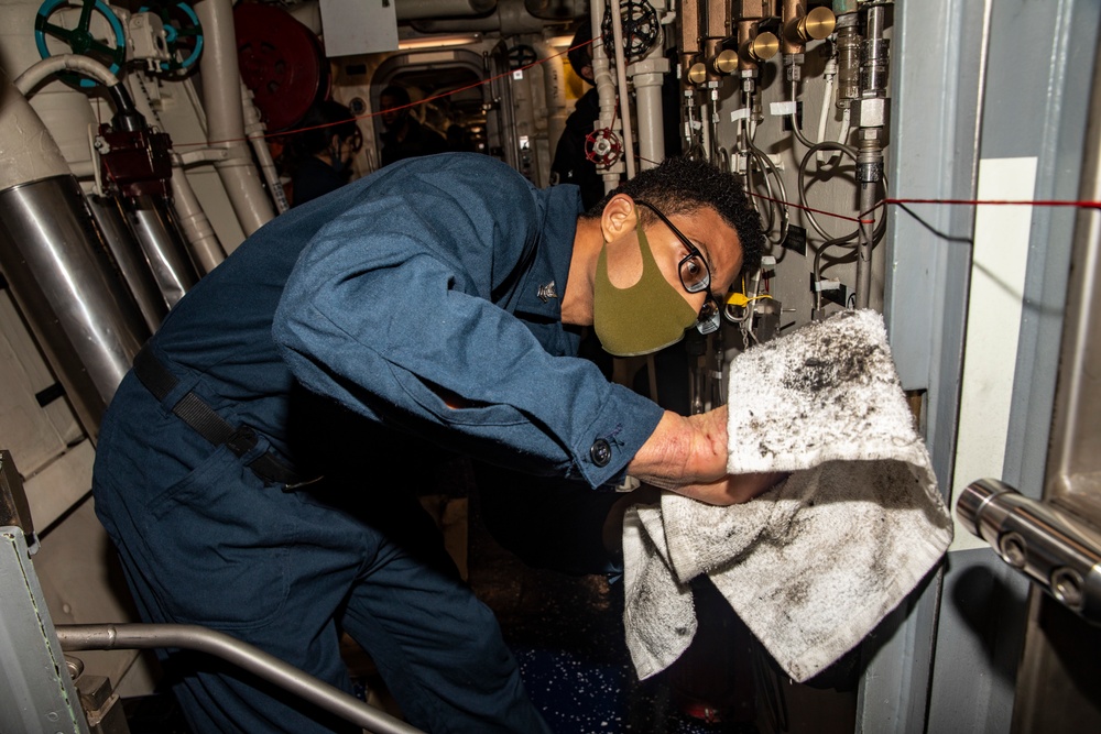 Sailors Conduct Maintenance Aboard USS Ralph Johnson (DDG 114)