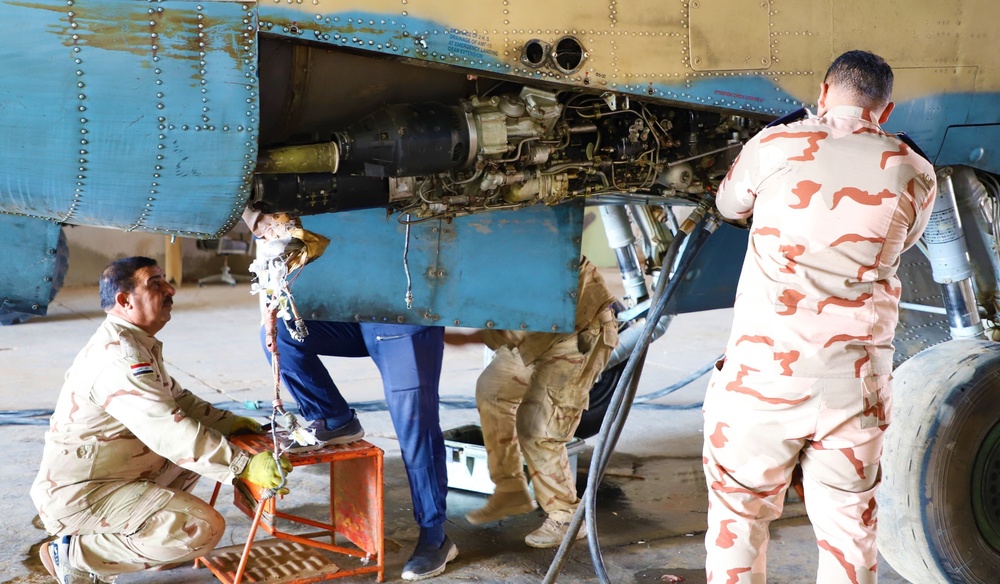 Iraq Air Force Conduct Maintenance on SU-25 Jets