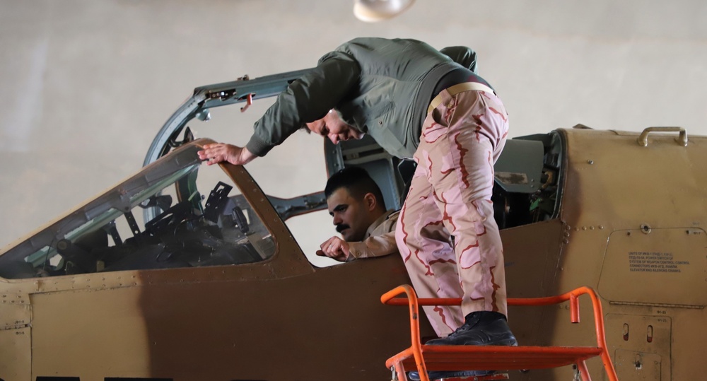 Iraq Air Force Conduct Maintenance on SU-25 Jets