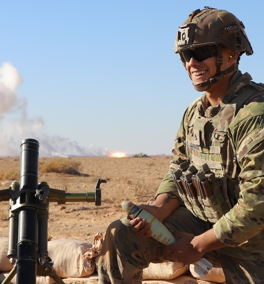 U.S. Soldiers Conduct Mortar and Weapons Exercise at Al Asad Air Base, Iraq