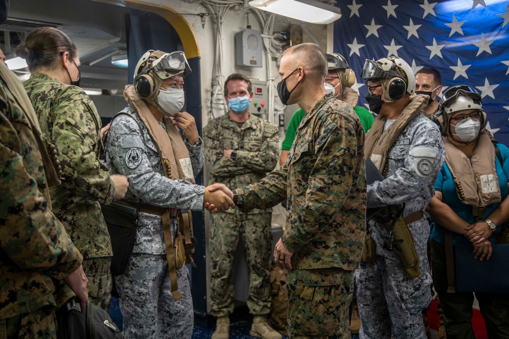 11th MEU host a distinguished visitor event aboard USS Essex (LHD 2) in support of MAREX 22 PH