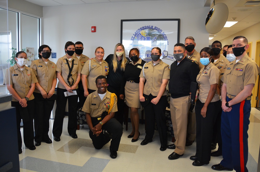 PCU Fort Lauderdale Sailors Visit with Fort Lauderdale High School NJROTC