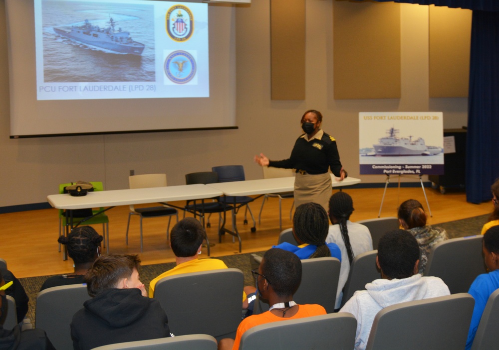 PCU Fort Lauderdale Sailors Visit with Fort Lauderdale High School NJROTC