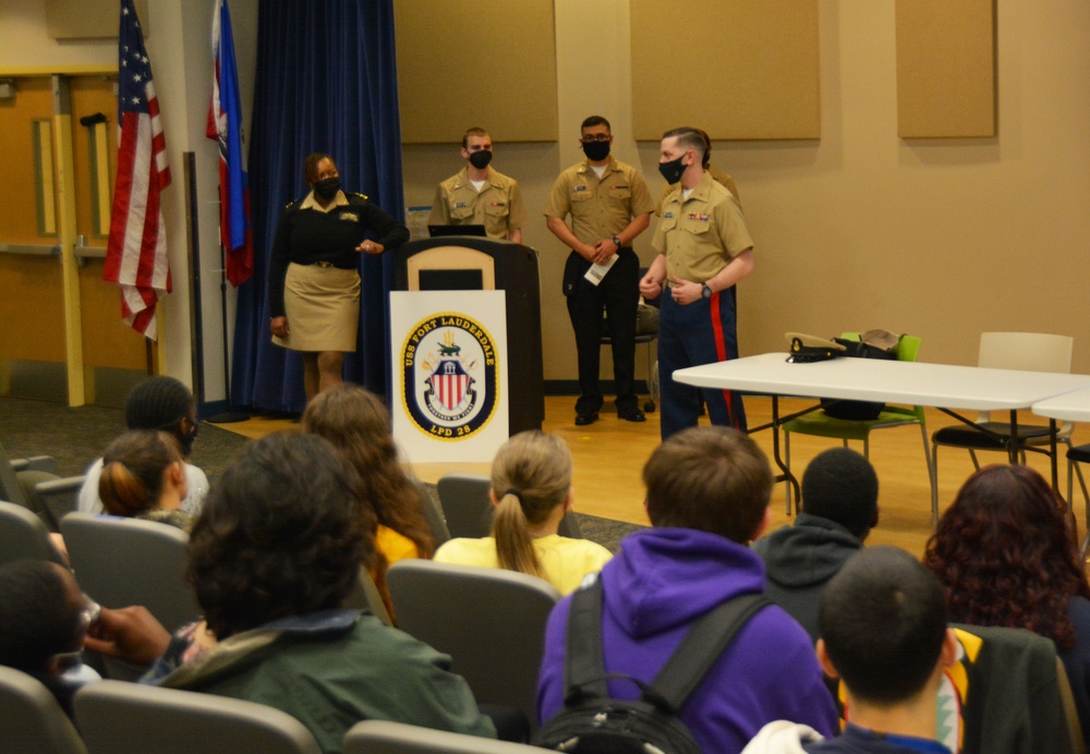 PCU Fort Lauderdale Sailors Visit with Fort Lauderdale High School NJROTC