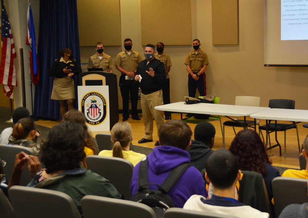 PCU Fort Lauderdale Sailors Visit with Fort Lauderdale High School NJROTC