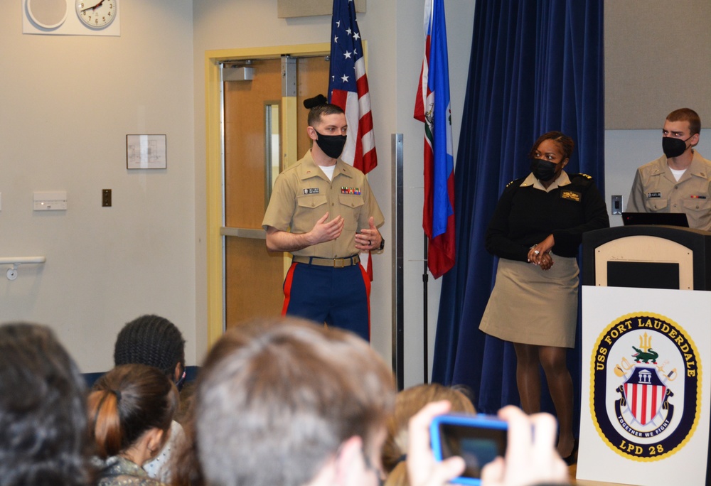 PCU Fort Lauderdale Sailors Visit with Fort Lauderdale High School NJROTC