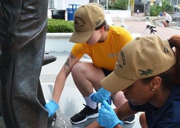 PCU Fort Lauderdale Sailors Clean Lone Sailor Statue