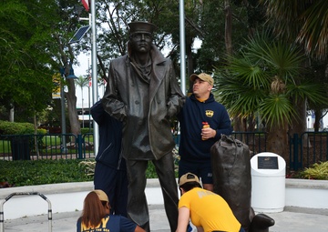 PCU Fort Lauderdale Sailors Clean Lone Sailor Statue