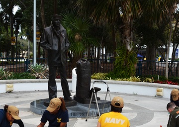 PCU Fort Lauderdale Sailors Clean Lone Sailor Statue