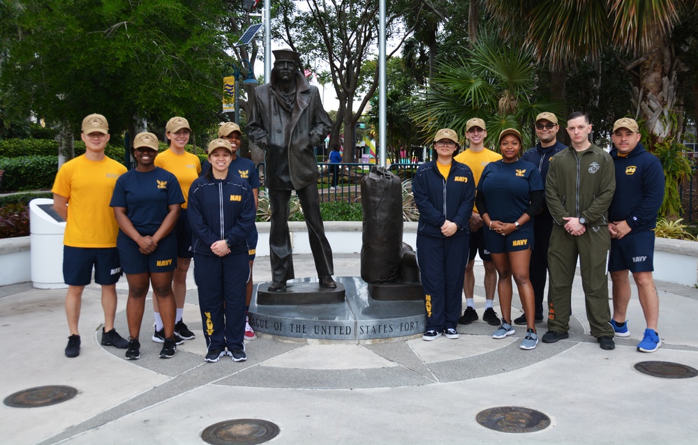 PCU Fort Lauderdale Sailors Clean Lone Sailor Statue