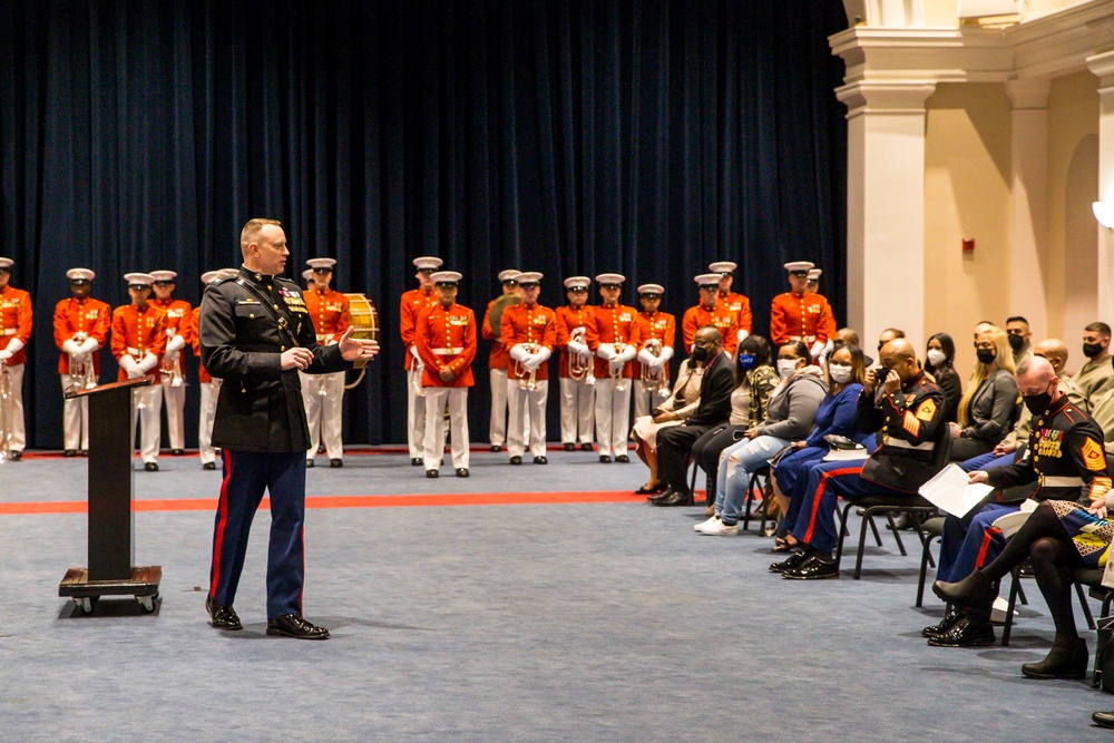 Marine Barracks Washington welcome the new incoming Sergeant Major of MBW