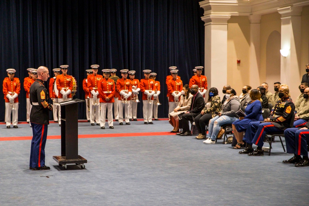 Marine Barracks Washington welcome the new incoming Sergeant Major of MBW