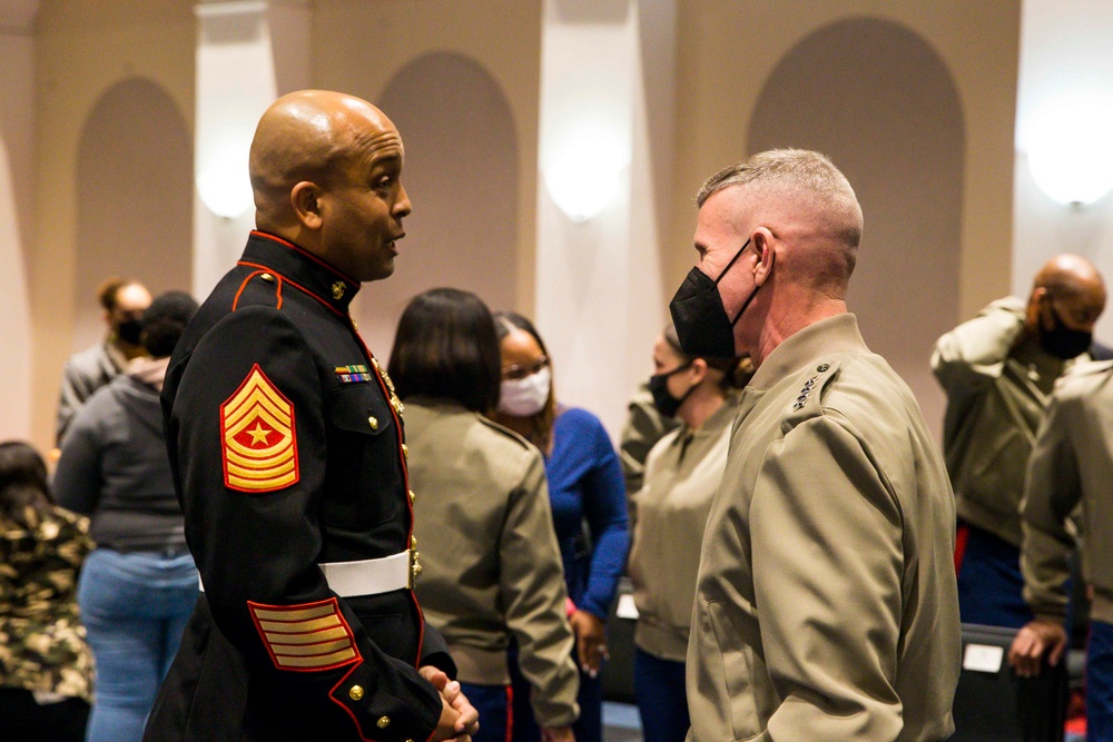 Marine Barracks Washington welcome the new incoming Sergeant Major of MBW