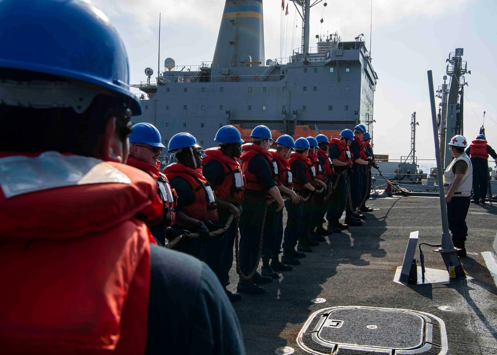 Gridley conducts a replenishment-at-sea