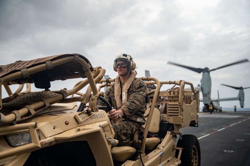 11th MEU load Ospreys during Noble Fusion aboard the USS Essex (LHD 2)