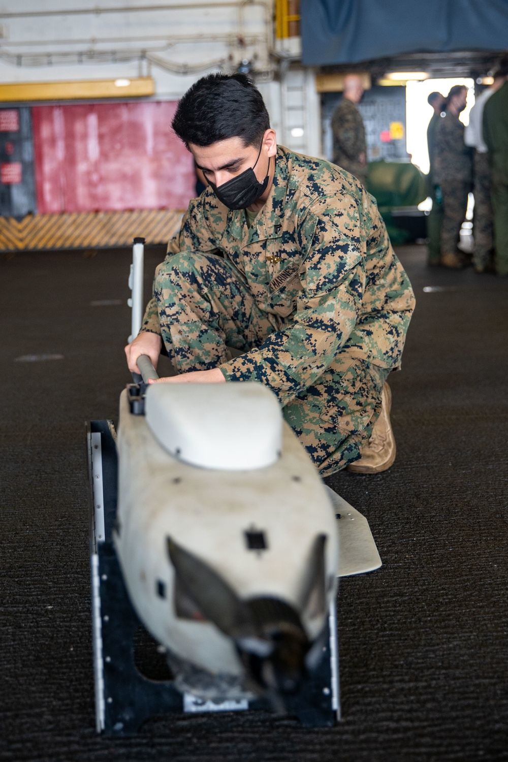 11th MEU conduct operations check on a Stalker during Noble Fusion aboard the USS Essex (LHD 2)