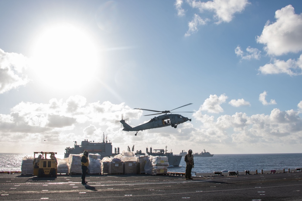 USS America (LHA 6) Conducts Vertical Replenishment During Exercise Noble Fusion
