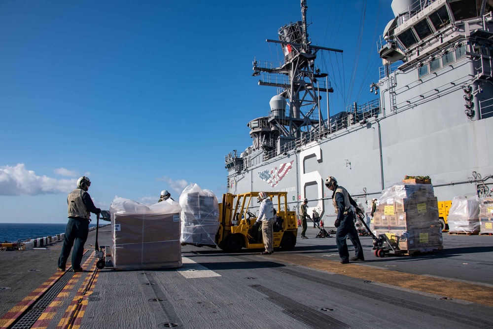 USS America (LHA 6) Conducts Vertical Replenishment During Exercise Noble Fusion