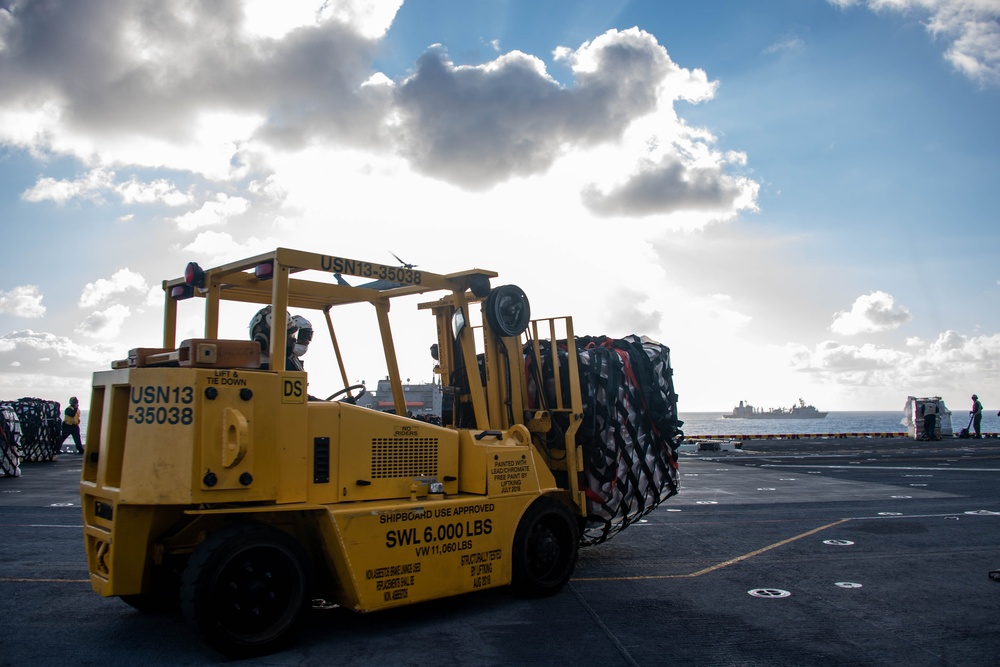 USS America (LHA 6) Conducts Vertical Replenishment During Exercise Noble Fusion