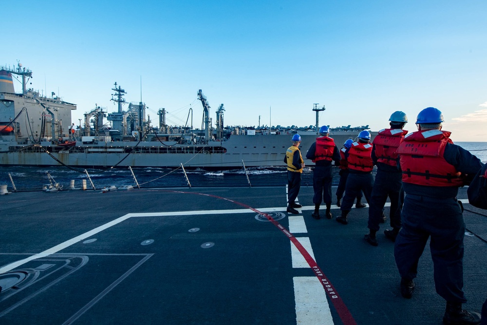 Spruance conducts RAS with USNS Guadalupe