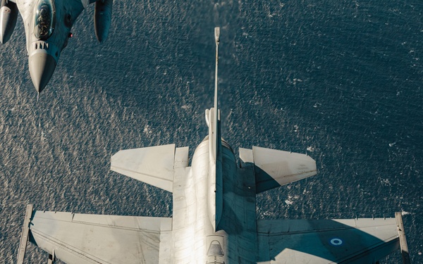 – United States F/A-18 Super Hornets and Greek F-16 Fighting Falcons conduct air-to-air training over the Ionian Sea as a part of Neptune Strike 2022