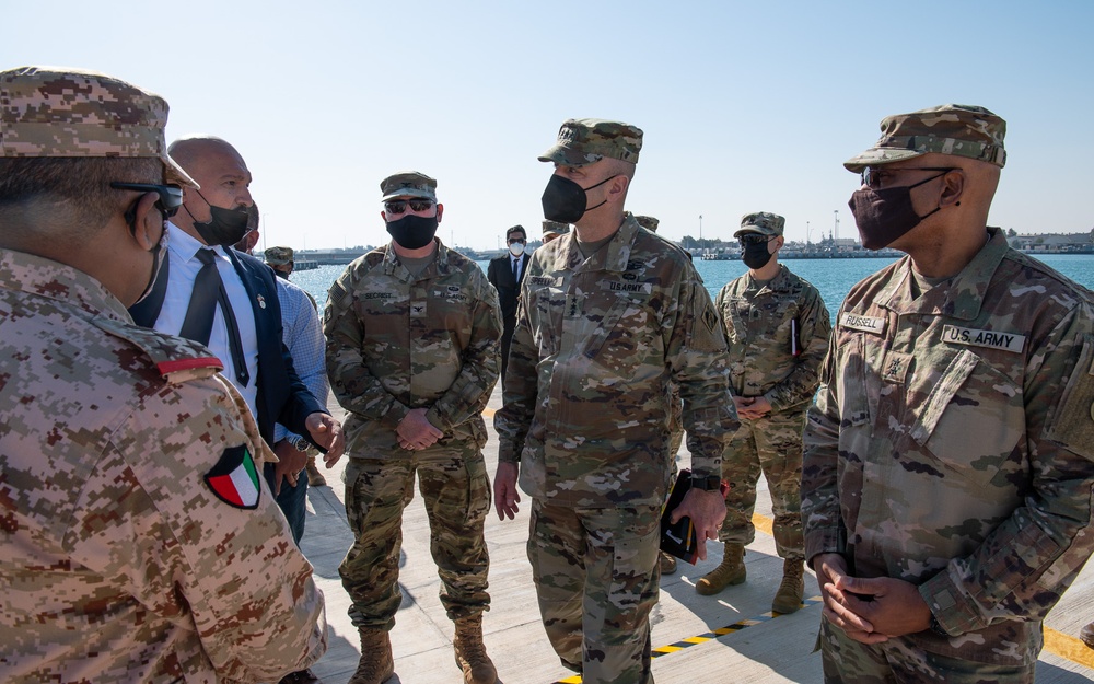 USACE commanding general and officials cut the ceremonial ribbon to open Kuwaiti Navy pier